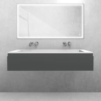 Oltens Vernal-Set: Waschtischunterschrank 120 cm mit Waschtisch „Stila LavaForm“ in Graphit matt/Weiß matt 68827400