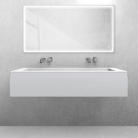 Oltens Vernal-Set: Waschtischunterschrank 120 cm mit Waschtisch „Stila LavaForm“ in Mattgrau/Mattweiß 68827700