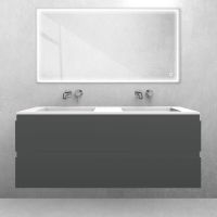 Oltens Vernal-Set: 120 cm breiter Waschtischunterschrank mit Stila LavaForm-Waschbecken in Graphit matt/Weiß matt 68829400