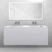 Oltens Vernal-Set: Waschtischunterschrank 120 cm mit Waschtisch „Stila LavaForm“ in Mattgrau/Mattweiß 68829700