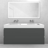 Oltens Vernal-Set: 120 cm breiter Waschtischunterschrank mit Stila LavaForm-Waschbecken in Graphit matt/Weiß glänzend 68839400