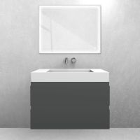 Zestaw Oltens Vernal szafka podumywalkowa 80 cm z umywalką Stila LavaForm grafit mat/biały mat 68843400
