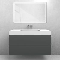 Oltens Vernal-Set: 100 cm breiter Waschtischunterschrank mit Stila LavaForm-Waschbecken in Graphit matt/Weiß matt 68846400