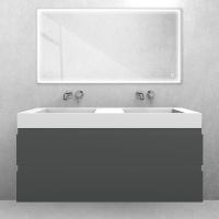 Oltens Vernal-Set: 120 cm breiter Waschtischunterschrank mit Stila LavaForm-Waschbecken in Graphit matt/Weiß matt 68849400
