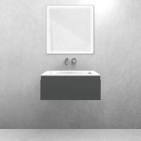Oltens Vernal set: 60 cm vanity unit with Kalla LavaForm washbasin in matt graphite/gloss white 68851400