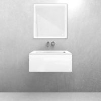 Oltens Vernal set: 60 cm vanity unit with Kalla LavaForm washbasin, gloss white/matt white, 68860000