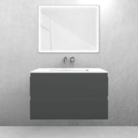 Oltens Vernal set: 80 cm vanity unit with Kalla LavaForm washbasin in matt graphite/matt white 68862400