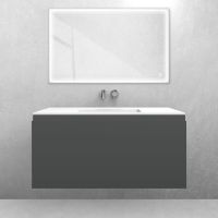 Oltens Vernal set: 100 cm vanity unit with Kalla LavaForm washbasin in matt graphite/matt white 68867400