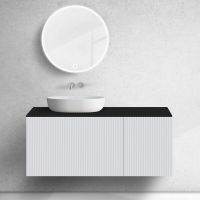 Oltens Lun Rila zestaw mebli łazienkowych 120 cm ryflowany z blatem biały mat/czarny mat 68890000