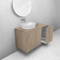 Oltens Lun zestaw mebli łazienkowych 100 cm z blatem i koszem cargo dąb 68901060