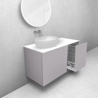Oltens Lun zestaw mebli łazienkowych 100 cm z blatem i koszem cargo kaszmir/biały mat 68907900