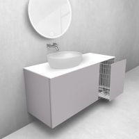 Oltens Lun zestaw mebli łazienkowych 120 cm z blatem i koszem cargo kaszmir/biały mat 68909900
