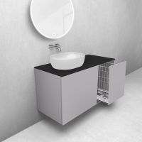 Oltens Lun zestaw mebli łazienkowych 100 cm z blatem i koszem cargo kaszmir/czarny mat 68913900