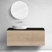 Oltens Lun zestaw mebli łazienkowych 120 cm z blatem dąb/czarny mat 68914060