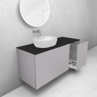 Oltens Lun zestaw mebli łazienkowych 120 cm z blatem i koszem cargo kaszmir/czarny mat 68915900