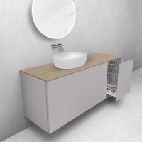 Oltens Lun zestaw mebli łazienkowych 140 cm z blatem i koszem cargo kaszmir/dąb 68923900
