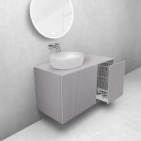 Oltens Lun Rila zestaw mebli łazienkowych 100 cm ryflowany z blatem i koszem cargo kaszmir 68925900