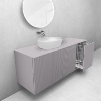 Oltens Lun Rila zestaw mebli łazienkowych 140 cm ryflowany z blatem i koszem cargo kaszmir 68929900