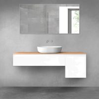 Oltens Vernal bathroom furniture set 140 cm with countertop, white gloss/oak 68283000
