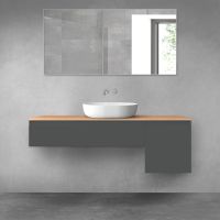 Oltens Vernal bathroom furniture set 140 cm with countertop, matte graphite/oak 68283400