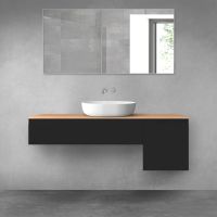 Oltens Vernal bathroom furniture set 140 cm with countertop, matte black/oak 68283300