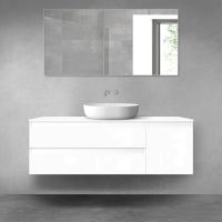 Oltens Vernal bathroom furniture set 140 cm with countertop, white gloss 68261000