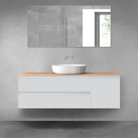 Oltens Vernal bathroom furniture set 140 cm with countertop, matte grey/oak 68263700