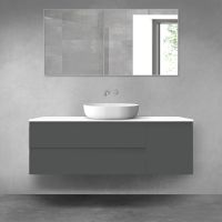 Oltens Vernal bathroom furniture set 140 cm with countertop, matte graphite/white gloss 68265400