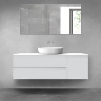 Oltens Vernal bathroom furniture set 140 cm with countertop, matte grey/white gloss 68265700