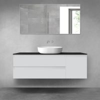 Oltens Vernal bathroom furniture set 140 cm with countertop, matte grey/matte black 68267700