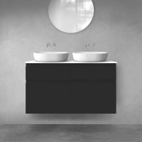 Oltens Vernal bathroom furniture set 120 cm with countertop, matte black/white gloss 68302300