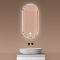 Oltens Nordlis zrcadlo 40x90 cm oválný s osvětlením a systémem Klarglas, měď kartáčovaná 64113610