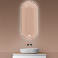 Oltens Nordlis zrcadlo 50x120 cm oválný s osvětlením a systémem Klarglas, měď kartáčovaná 64114610