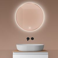 Oltens Nordlis zrcadlo 60 cm kulatý s osvětlením a systémem Klarglas, měď kartáčovaná 64108610