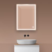 Oltens Nordlis zrcadlo 60x80 cm obdélníkový s osvětlením a systémem Klarglas, měď kartáčovaná 64105610