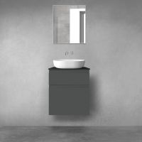Oltens Vernal bathroom furniture set 60 cm with countertop, matte graphite/matte black 68230400