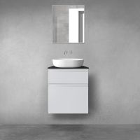 Oltens Vernal bathroom furniture set 60 cm with countertop, matte grey/matte black 68230700
