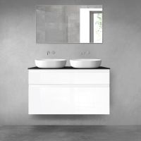 Oltens Vernal zestaw mebli łazienkowych 120 cm z blatem biały połysk/czarny mat 68233000