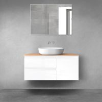 Oltens Vernal bathroom furniture set 100 cm with countertop, white gloss/oak 68203000