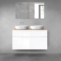 Oltens Vernal bathroom furniture set 120 cm with countertop, white gloss/oak 68301000