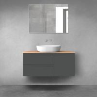 Oltens Vernal bathroom furniture set 100 cm with countertop, matte graphite/oak 68203400