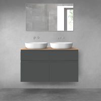 Oltens Vernal bathroom furniture set 120 cm with countertop, matte graphite/oak 68301400