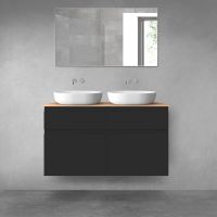 Oltens Vernal bathroom furniture set 120 cm with countertop, matte black/oak 68301300