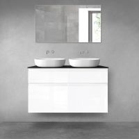 Oltens Vernal bathroom furniture set 120 cm with countertop, white gloss/matte black 68303000