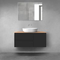 Oltens Vernal bathroom furniture set 100 cm with countertop, matte black/oak 68203300
