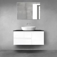 Oltens Vernal bathroom furniture set 100 cm with countertop, white gloss/matte black 68206000