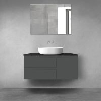 Oltens Vernal bathroom furniture set 100 cm with countertop, matte graphite/matte black 68206400