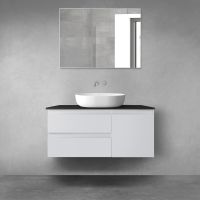Oltens Vernal bathroom furniture set 100 cm with countertop, matte grey/matte black 68206700