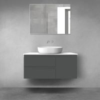Oltens Vernal bathroom furniture set 100 cm with countertop, matte graphite/white gloss 68207400