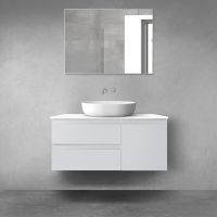 Oltens Vernal bathroom furniture set 100 cm with countertop, matte grey/white gloss 68207700